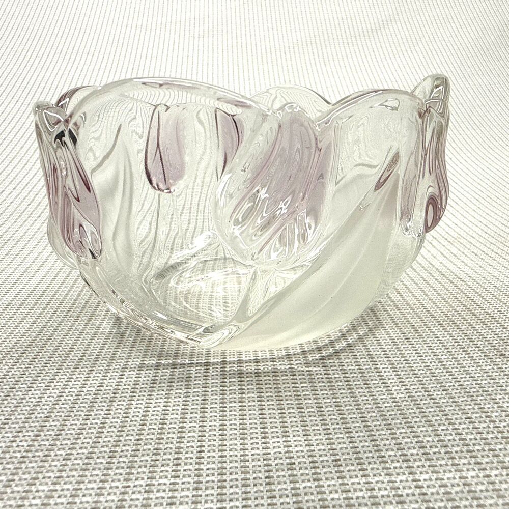 Vintage Mikasa Walther Tivoli Pink Tulip Lead Crystal Dish 5" Serving Bowl